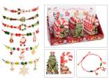 Bracciale natalizio in corda con perle in vetro smaltate