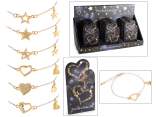 Bracelet en métal avec 2 pendentifs coeur ou étoile avec str