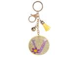 Breloque/porte-clés lettre V en strass colorés,