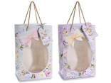 Bunny paper bag with handles, window and matching tag