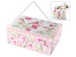 Caja cartón forma paloma y cordón con estampado floral