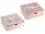 Caja de madera para té/especias con 9 compartimentos con dec