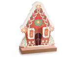 Calendario Avvento in legno a casetta pan zenzero con luci