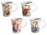 Cană de porțelan de 350 ml cu decorațiuni cu iepurași