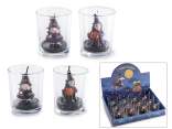 Candle in glass jar with little witch