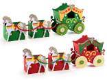Carrozza con cavalli in panno con decori in rilievo