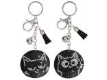 Cat face charm / keychain with rhinestones and pendants