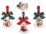 Ceramic bell with Christmas decoration and bow
