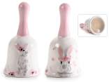 Ceramic bell with embossed bunny decoration