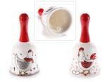 Ceramic bell with embossed hen decoration