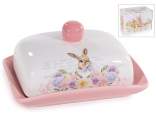 Ceramic butter dish with bunny print