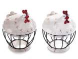 Ceramic chicken jar with metal base