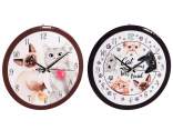 Ceramic clock with cat print and embossed decorations