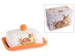 Ceramic food butter dish with forest animals