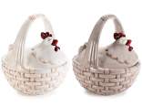 Ceramic food container with hen and handle