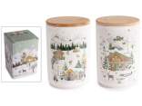 Ceramic food jar with Christmas decorations