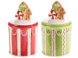 Ceramic food jar with decorated lid