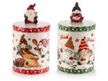 Ceramic food jar with gnome decorations