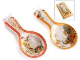 Ceramic spoon rest with bow and woodland animals