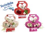Cesta de flores en forma de corazón en papel semi-hidrófugo