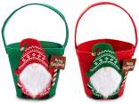 Cestino secchiello in panno con Babbo Natale con campanella