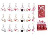 Charm / Portachiavi metallo con strass e pendenti, con card