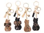 Charm / Porte-clés chat avec strass et pendentifs