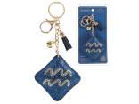 Charm / keychain zodiac Aquarius with rhinestones