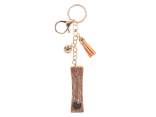 Charm / portachiavi lettera I bronzo con strass e nappina