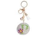 Charm / porte-clés lettre P coloré avec strass et pendentifs