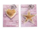 Charm/Portachiavi con strass e card personalizzata maestra