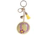 Charm/llavero letra D de colores con pedrería y colgantes