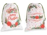 Christmas Print Fabric Bag with Drawstring
