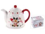 Christmas ceramic teapot 800ml with embossed details