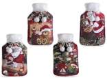 Christmas hot water bottle 1.5 L with eco-fur and pom pom
