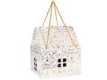 Christmas house-shaped cardboard box with handles and window
