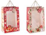 Christmas paper bag / envelope with handles, window and tag