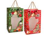 Christmas paper bag / envelope with window and tag