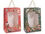 Christmas paper bag with transparent window and tag