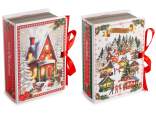 Christmas paper book box with ribbon closure