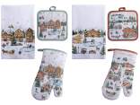 Christmas set glove, pot holder, cotton dish towel