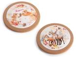 Christmas trivet in glossy ceramic on cork base