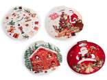 Christmas trivet in glossy ceramic on cork base