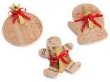 Christmas wooden cutting board set with golden steel knife