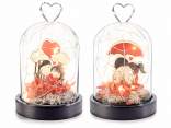 Cloches en verre avec pétales et lumières LED