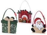 Cloth bag with embossed Christmas decorations and glitter