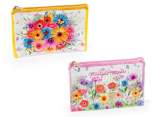 Clutch transparente con cremallera y estampado floral