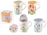 Coffret cadeau tasse à thé porcelaine 350ml imprimé fleurs