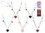 Collana in metallo con cuori laccati e strass con card mamma