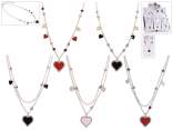 Collana in metallo con cuori laccati e strass con card